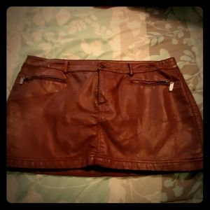 Wine Leather Skirt
